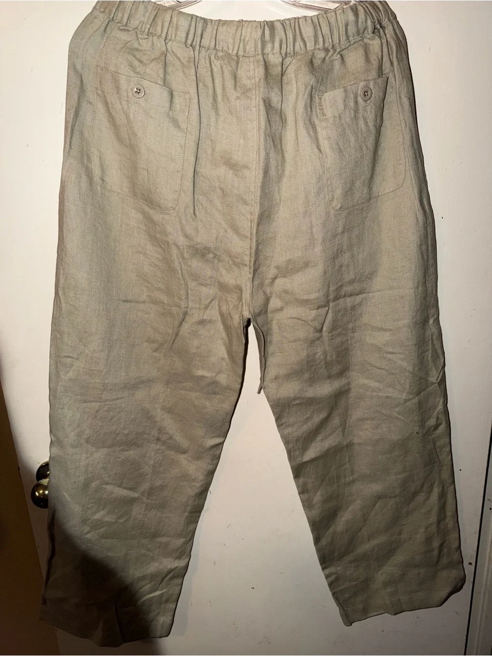Island Republic Men’s Drawstring Linen Blend Pants in Light Khaki